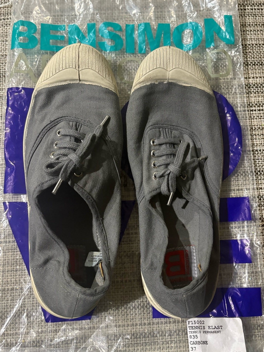 Bensimon Women’s Lace-up Sneakers- Carbon Grey- Size 37
